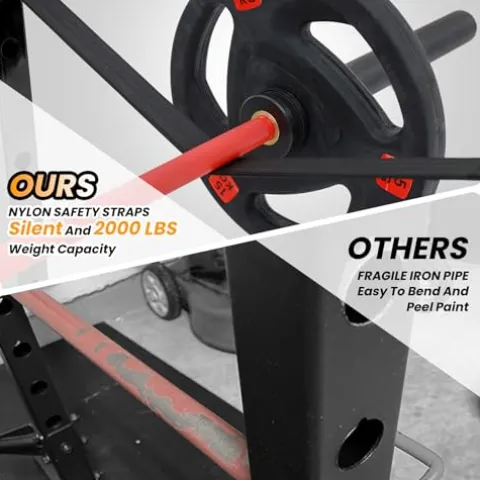 CuisinAid Power Cage with Smithbar 2000 Lbs Power Rack Cable Crossover System Black