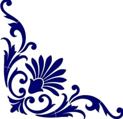 Custom Mosaics, Inc. Baroque Corner Scroll Porcelain Pool Mosaic 60″x45″ Blue