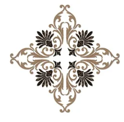 Custom Mosaics, Inc. Baroque Corner Scroll Porcelain Swimming Pool Mosaic 42″x30″ Blue