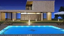 Custom Mosaics, Inc. Tribal Corner Scroll Porcelain Pool Mosaic 42″ x 30″ Black