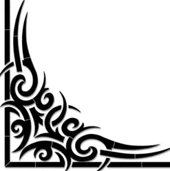 Custom Mosaics, Inc. Tribal Corner Scroll Porcelain Pool Mosaic 42″ x 30″ Black