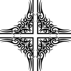 Custom Mosaics, Inc. Tribal Corner Scroll Porcelain Pool Mosaic 42″ x 30″ Black