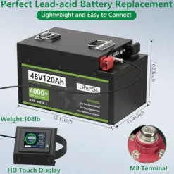 Cxeny 48V 120Ah Lithium Golf Cart Battery with 200A BMS & Mobile App Control