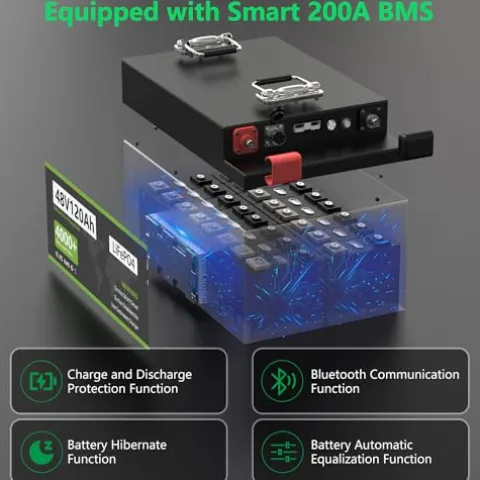 Cxeny 48V 120Ah Lithium Golf Cart Battery with 200A BMS & Mobile App Control