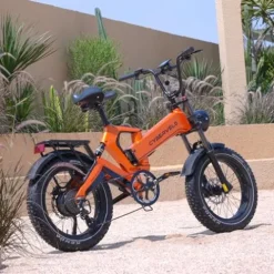 Cybervelo EK6 Max 2.0 Electric Bike 2200W 25Ah 20″ Fat Tire Orange