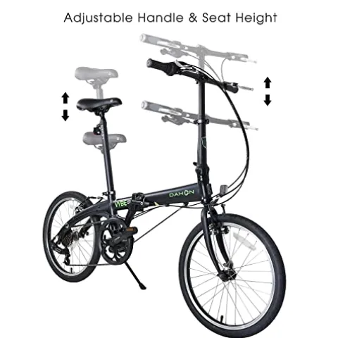 Dahon VYBE D7 Folding Bike Lightweight Aluminum Frame 7-Speed 20” Black