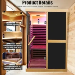 Daleyzay Double V-Shaped Far-Infrared Sauna Room Natural