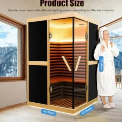 Daleyzay Double V-Shaped Far-Infrared Sauna Room Natural
