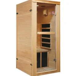 Daleyzay One Person Low EMF Infrared Wood Sauna with Oxygen Bar Natural
