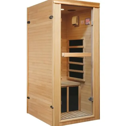 Daleyzay One Person Low EMF Infrared Wood Sauna with Oxygen Bar Natural
