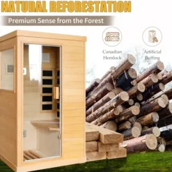 Daleyzay 1-Person Infrared Sauna Canadian Hemlock Natural