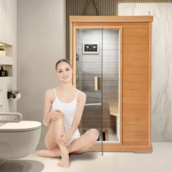 Daleyzay 1-Person Infrared Sauna Canadian Hemlock Natural