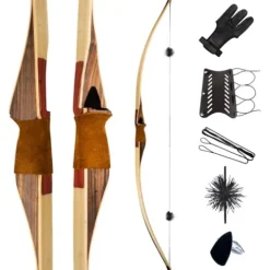 Deerseeker Outdoor 64″ Traditional Longbow Set Bamboo 95lb Right Hand