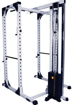 Deltech Fitness Squat Rack with LAT Attachment & 200lb Weight Stack