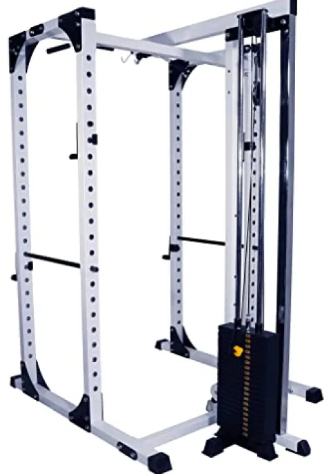 Deltech Fitness Squat Rack with LAT Attachment & 200lb Weight Stack