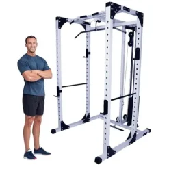 Deltech Fitness Squat Rack with LAT Attachment & 200lb Weight Stack