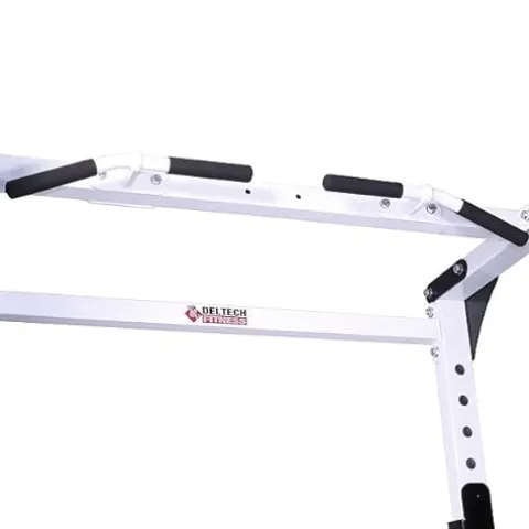 Deltech Fitness Squat Rack with LAT Attachment & 200lb Weight Stack