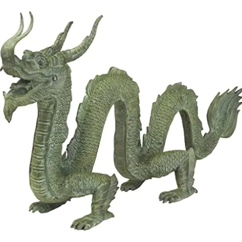 Design Toscano Asian Dragon of The Grand Temple Cast Bronze Garden Statue Green