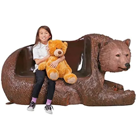 Design Toscano Brawny Grizzly Bear Bench Sculpture Black