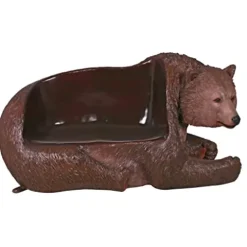 Design Toscano Brawny Grizzly Bear Bench Sculpture Black