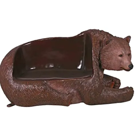 Design Toscano Brawny Grizzly Bear Bench Sculpture Black