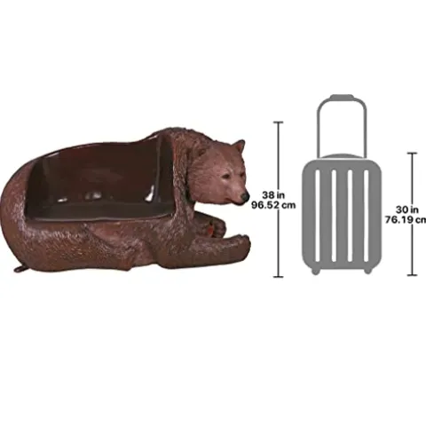 Design Toscano Brawny Grizzly Bear Bench Sculpture Black