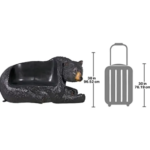Design Toscano Brawny Grizzly Bear Bench Sculpture Black