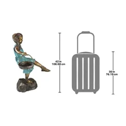 Design Toscano Brittany with a Basket Little Girl Cast Bronze Garden Statue Two Tone Bronze & Verdigris