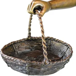 Design Toscano Brittany with a Basket Little Girl Cast Bronze Garden Statue Two Tone Bronze & Verdigris