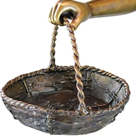 Design Toscano Brittany with a Basket Little Girl Cast Bronze Garden Statue Two Tone Bronze & Verdigris