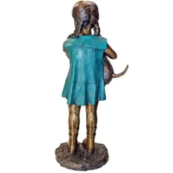 Design Toscano Can I Keep Him? Girl and Dog Cast Bronze Garden Statue Two Tone Bronze & Verdigris