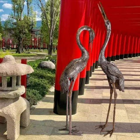 Design Toscano Cranes Garden Statue Set Large Cast Bronze