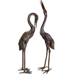 Design Toscano Cranes Garden Statue Set Large Cast Bronze