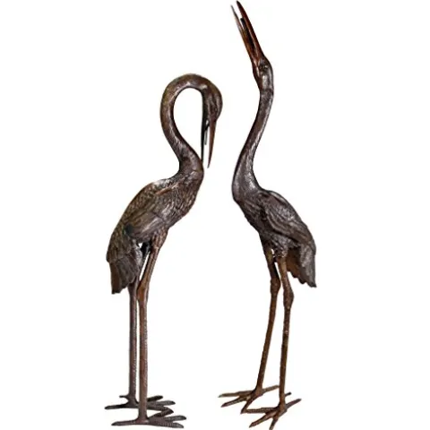 Design Toscano Cranes Garden Statue Set Large Cast Bronze