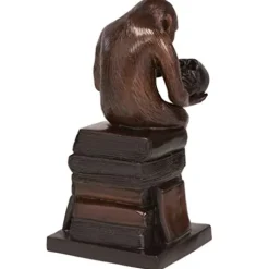 Design Toscano Darwin’s Ape Thinker Cast Bronze Statue Brown
