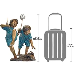 Design Toscano Double Trouble Fishing Boys Cast Bronze Garden Statue Two Tone Bronze & Verdigris