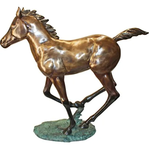Design Toscano Galloping Horse Foal Cast Bronze Garden Statue Two Tone Bronze & Verdigris