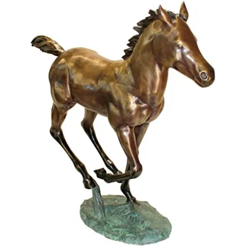 Design Toscano Galloping Horse Foal Cast Bronze Garden Statue Two Tone Bronze & Verdigris
