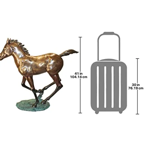 Design Toscano Galloping Horse Foal Cast Bronze Garden Statue Two Tone Bronze & Verdigris