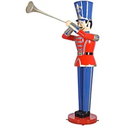 Design Toscano Giant 9 Foot Tall Nutcracker Ballet Trumpeting Toy Soldier Holiday Decor Statue Full Color