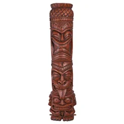 Design Toscano Grand Island Tiki Totem Statue Faux Woodtone Finish