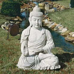 Design Toscano Meditative Asian Decor Grand Temple Statue 48″ Traditional Buddha