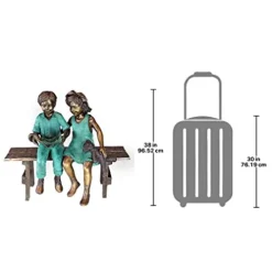 Design Toscano Read to Me Boy and Girl on Bench Cast Bronze Garden Statue Two Tone Bronze & Verdigris