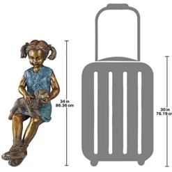 Design Toscano Savannah Girl with Dog Garden Statue Cast Bronze Two Tone Bronze & Verdigris