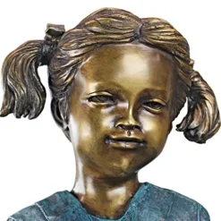 Design Toscano Savannah Girl with Dog Garden Statue Cast Bronze Two Tone Bronze & Verdigris