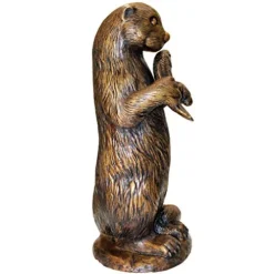 Design Toscano Standing Otter with Fish Cast Bronze Garden Statue Bronze