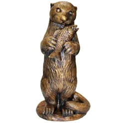 Design Toscano Standing Otter with Fish Cast Bronze Garden Statue Bronze