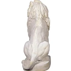 Design Toscano Stately Chateau Lion Sentinel Garden Statue Right Antique Stone Finish