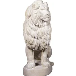 Design Toscano Stately Chateau Lion Sentinel Garden Statue Right Antique Stone Finish