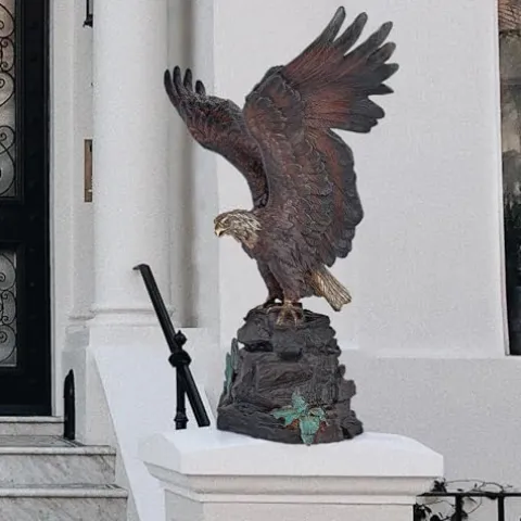 Design Toscano Strength and Patriotism Bald Eagle Cast Bronze Garden Statue Two Tone Bronze & Verdigris
